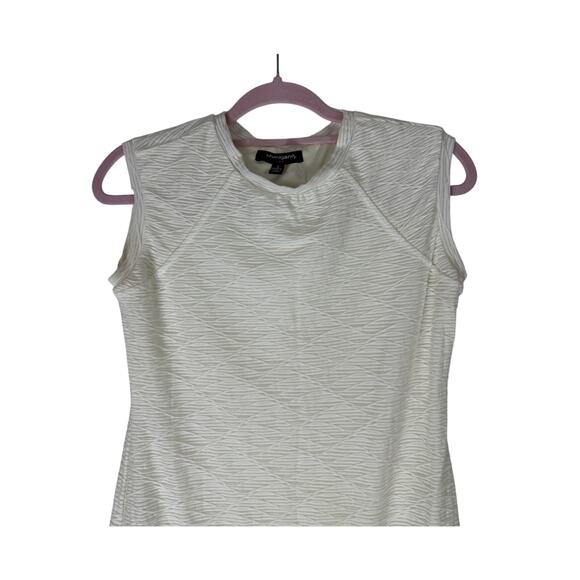 Sharagano Ivory Textured Sleeveless Stretchy Sheath Casual Mini Dress Size 4 - Picture 2 of 9